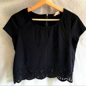 Pins and Needles Laser Cut black crop top size S